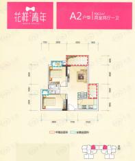 花样青年2室2厅1卫户型图