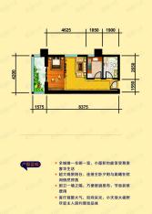 河畔公馆F户型 1室1厅1厨1卫 51平米户型图