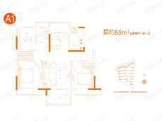 万科金域传奇3室2厅1卫户型图