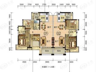 韶关碧桂园江山樾三室两厅两卫户型图