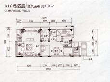 西山汇景叠加别墅A1户型四层户型图