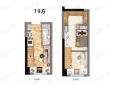 碧桂园水乡芳华19方小户型住宅式公寓户型图