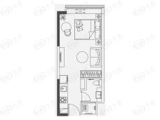 信达金茂广场1室1厅1卫户型图