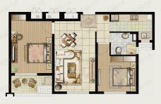 恒盛鼎城华公馆2室2厅1卫户型图