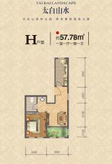 太白山水1室1厅1卫户型图