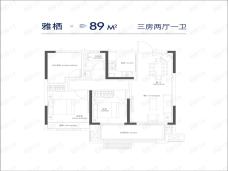万兴·江海亭川3室2厅1卫户型图