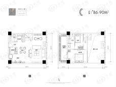 国采中心2室2厅2卫户型图