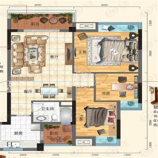 新世界梦湖香郡三室两厅一卫户型户型图