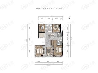 绿城西府海棠B户型户型图