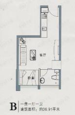 龙鼎国际广场1室1厅1卫户型图