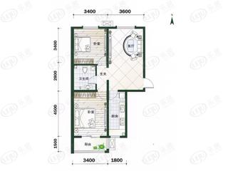 合生观唐帝景两室一厅一卫户型图