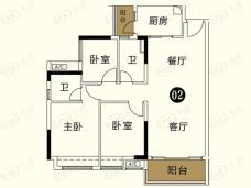 四季金谷3室2厅2卫户型图