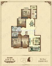 汇博阳光水岸8号楼B 两室两厅两卫户型图