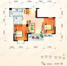 天骄福邸4/7号栋F户型 两室两厅一卫户型图