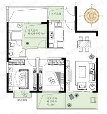 世茂之西湖3室2厅1卫户型图