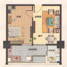 亚华桂竹花园1室2厅1卫户型图