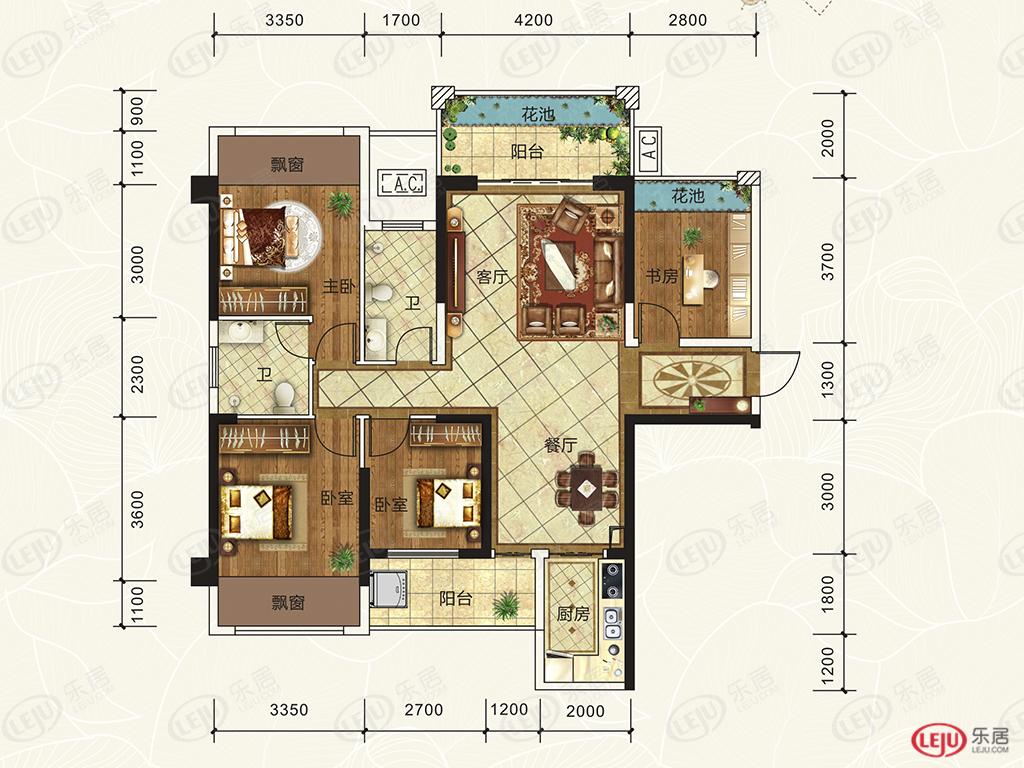 住宅，公寓万隆·东岸郦城即将入市 户型面积94.35~128.84㎡