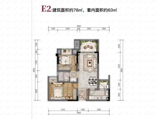 鸥鹏首府十一栋星空平层E2户型图