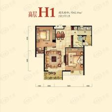 融科玖玖城高层H1户型 建筑面积82.19平方米户型图