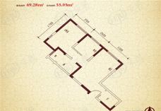 珠江新城2室1厅1卫户型图