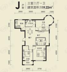 丰远玫瑰城尚品3室2厅1卫户型图