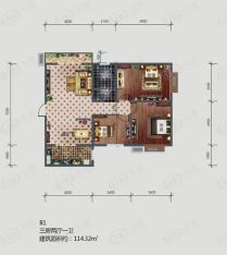 林河春天B1户型3室2厅1卫户型图