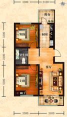 天津未来城2室1厅1卫户型图