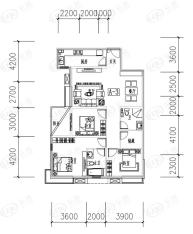 紫薇曲江意境5、8、10、12号楼2室2厅1卫1厨131.00㎡A-3户型图户型图