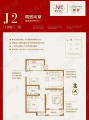 大观国际居住区二期J2户型精致两房户型图