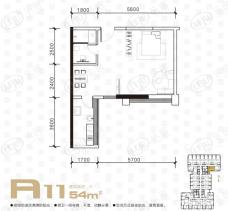 明城国际中心A11户型一室一卫户型图