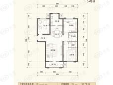 紫御瀚城3B户型-三室两厅两卫-121.78平米户型图