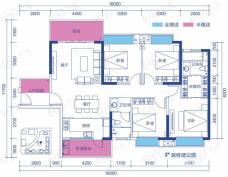 帝一广场3栋D2型标准层户型图