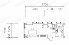 德源筑座户型A2一室一厅户型图