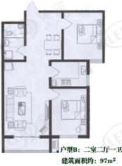 浩达公寓二期B二室二厅一卫户型图