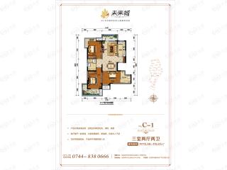 张家界湘银·天门壹号C-1户型户型图