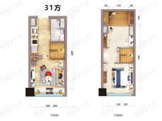 碧桂园水乡芳华31方小户型住宅式公寓户型图