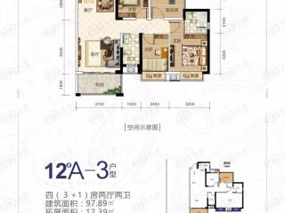 奥林·观澜湖12#A-3户型户型图