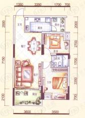 盈拓郦苑2室2厅1卫户型图