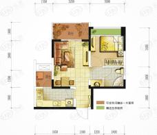 鑫苑名家（车位）2011年在售-3期-49平米-1室2厅1卫户型图