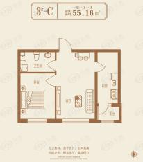 龙跃金水湾建面55.16平米一居室户型图