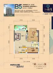 一品湾2-3号楼B5两房两厅59.56平方米户型图