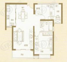 绿洲湖畔花园一期房型: 二房;  面积段: 98.77 －98.93 平方米;户型图