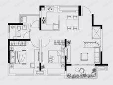 中建溪岸澜庭2室2厅1卫户型图