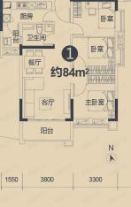 广州时代倾城2栋标准层01房户型图