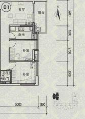 丽和华庭2室1厅1卫户型图