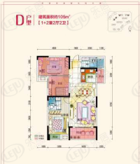 五江·碧桂园城市广场2室2厅2卫户型图