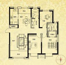 恒盛豪庭3室2厅2卫户型图