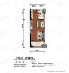 德雅湾阳光海7栋14-20单元户型图