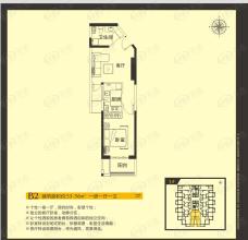 威望未来城悦居B2户型，面积区间：53-56平米户型图