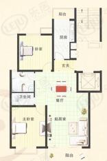 新锦港.佳丽花园房型: 二房;  面积段: 88 －102 平方米;户型图